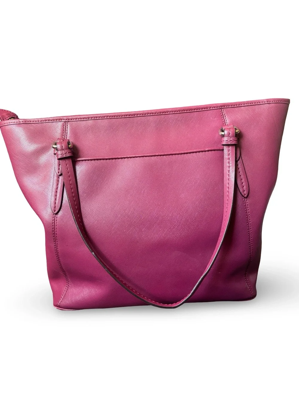 Coach Deep Pink Leather Tote with Tag Charm